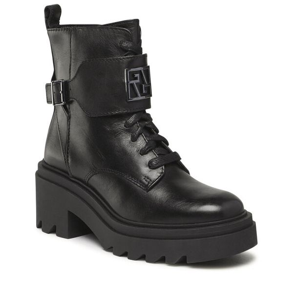 Trzewiki GINO ROSSI. Czarne botki Gino Rossi, bez wzorów, bez obcasa, na słupku, bez zapięcia. Za 208.99 zł.