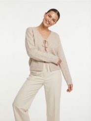 Kardigan z wiązaniem na przodzie - beżowy. Brązowe kardigany Sinsay, l, bez wzorów. Za 49.99 zł.