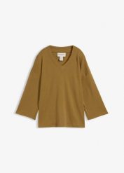 T-shirt z czystej bawełny organicznej. Zielone t-shirty bonprix, bez wzorów, z bawełny, bez kołnierzyka, bez ramiączek. Za 64.99 zł.