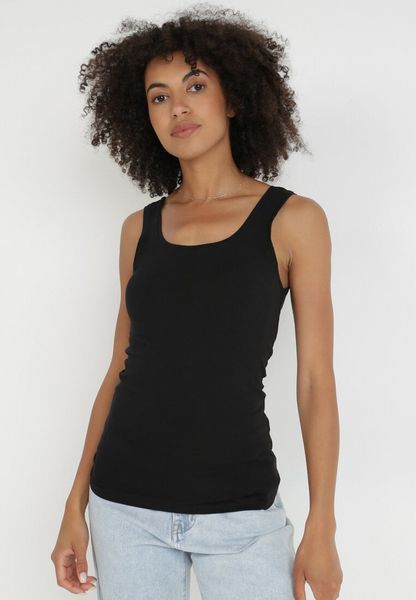 Czarny Top Bawełniany Alethionis. Czarne topy Born2be, l, bez wzorów, z bawełny, bez kołnierzyka, bez ramiączek. Za 19.99 zł.