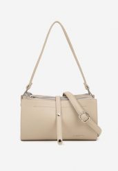 Beżowa Torebka Mała Listonoszka z Suwakiem Paskiem i Rączką Lumineae. Brązowe torebki klasyczne Born2be, bez wzorów, z jeansu, małe, bez dodatków. Za 149.99 zł.