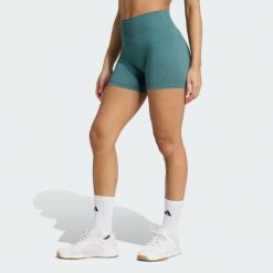 Legginsy z dzianiny o długości 4 cali Workout Essentials. Niebieskie legginsy Adidas, xl, bez wzorów, z dzianiny. Za 129.00 zł.