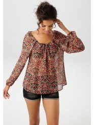 Aniston Bluzka w kolorze miętowo-czarno-jasnoróżowym rozmiar: 46. Różowe bluzki Aniston, bez wzorów, bez kołnierzyka, bez ramiączek. Za 43.99 zł.