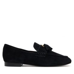 Lordsy Coccinelle. Czarne lordsy Coccinelle, bez wzorów, bez obcasa, bez zapięcia. Za 659.99 zł.