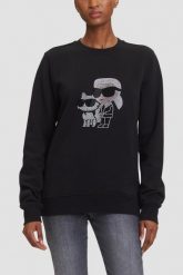KARL LAGERFELD Czarna damska bluza z cyrkoniami Ikon Rs Duo, Rozmiar L. Czarne bluzy KARL LAGERFELD, l, bez wzorów, bez kaptura. Za 969.99 zł.