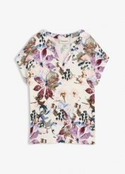 Tunika z krótkim rękawem z lejącej wiskozy. Brązowe tuniki bonprix, bez wzorów, z wiskozy, eleganckie, bez kołnierzyka, bez ramiączek. Za 84.99 zł.