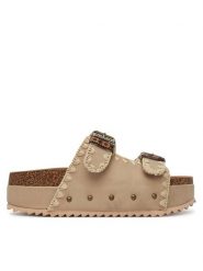 DeeZee Klapki LB-P1684 Beżowy. Brązowe klapki DeeZee, bez wzorów, z materiału, bez obcasa. Za 119.99 zł.