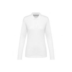 Damska koszulka polo z długim rękawem z suprimy Kariban Premium. Białe bluzki KARIBAN, bez wzorów, z bawełny, bez kołnierzyka, bez ramiączek. Za 173.00 zł.