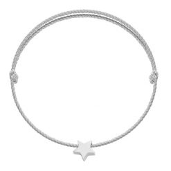 Bransoletka z posrebrzaną gwiazdką Etincelle na grubym srebrnym sznurku premium. Szare bransoletki Lilou, posrebrzane. Za 98.00 zł.