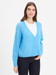 American vintage Damski kardigan z zawartością alpaki - Nenybay Kobiety dzianina grubo tkana niebieski marmurkowy, M/L. Niebieskie kardigany American Vintage, l, bez wzorów, z dzianiny. Za 949.95 zł.