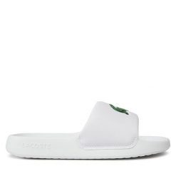 Klapki Lacoste. Białe klapki Lacoste, bez wzorów, bez obcasa. Za 139.99 zł.