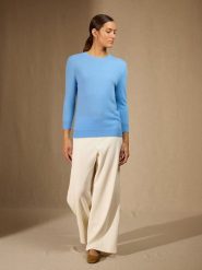 Perfect Cashmere Kaszmirowy sweter "Vanessa" w kolorze błękitnym rozmiar: M. Niebieskie swetry Perfect Cashmere, m, bez wzorów, z kaszmiru, bez ramiączek. Za 347.99 zł.
