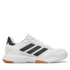 Buty halowe adidas. Białe obuwie sportowe Adidas, bez zapięcia. Za 269.99 zł.