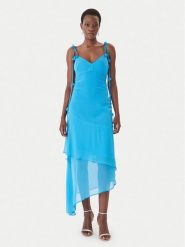 Guess Sukienka koktajlowa W6GKAD W2526 Niebieski Regular Fit. Niebieskie sukienki Guess, z aplikacjami, z syntetyku, wizytowe, bez kołnierzyka, bez ramiączek. Za 794.99 zł.