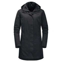 Płaszcz damski Jack Wolfskin madison avenue. Czarne płaszcze Jack Wolfskin, l, bez wzorów, z materiału, bez kaptura. Za 1,249.00 zł.
