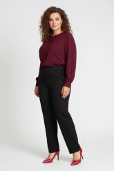 Eleganckie czarne spodnie Jeangaliny11 o kroju wide leg PLUS SIZE XXL OVERSIZE JESIEŃ. Czarne spodnie materiałowe Moda Size Plus Iwanek, do pracy, plus size, bez wzorów, z bawełny, z podwyższonym stanem, plus size. Za 199.90 zł.