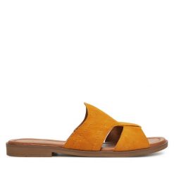 Klapki Lasocki. Żółte klapki Lasocki, bez wzorów, bez obcasa. Za 149.99 zł.