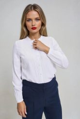 Koszula z wiskozy biała. Białe koszule MOODO, s, bez wzorów, z wiskozy, bez kołnierzyka, bez ramiączek. Za 119.99 zł.
