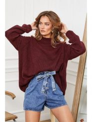 Joséfine Sweter "Ladem" w kolorze bordowym rozmiar: L. Czerwone swetry Joséfine, l, bez wzorów, bez ramiączek. Za 187.96 zł.