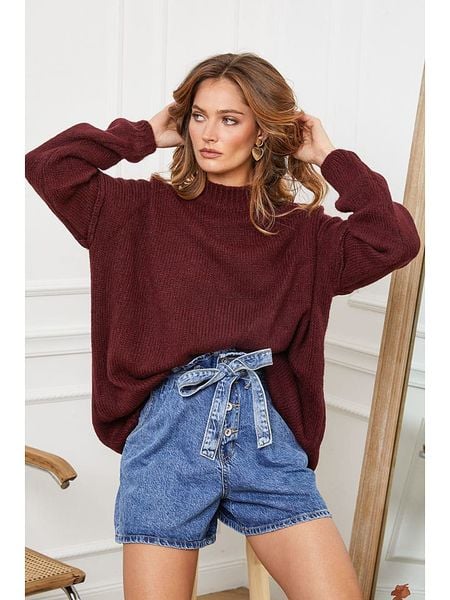 Joséfine Sweter "Ladem" w kolorze bordowym rozmiar: L. Czerwone swetry Joséfine, l, bez wzorów, bez ramiączek. Za 187.96 zł.