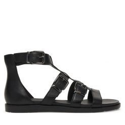 Sandały Tamaris. Czarne sandały Tamaris, bez wzorów, bez obcasa, na płaskiej podeszwie, bez zapięcia. Za 369.99 zł.