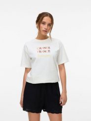 Vero Moda Koszulka w kolorze białym rozmiar: M. Białe bluzki Vero Moda, m, bez wzorów, z bawełny, bez kołnierzyka, bez ramiączek. Za 61.60 zł.