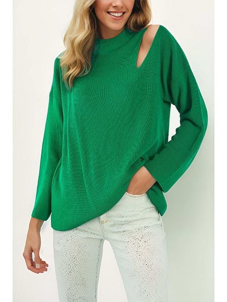 Milan Kiss Sweter w kolorze zielonym rozmiar: L. Zielone swetry Milan Kiss, l, bez wzorów, z wełny, bez ramiączek. Za 154.07 zł.