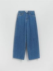 Jeansy wide leg z aplikacjami - niebieski. Niebieskie jeansy Reserved, z aplikacjami. Za 159.99 zł.