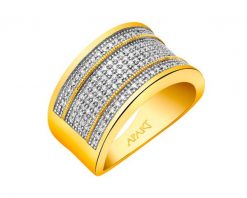Pierścionek z żółtego złota z diamentami - 0,31 ct - próba 585. Żółte pierścionki Apart, z diamentem, złote. Za 8,490.00 zł.