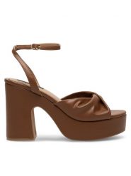Nine West Sandały WFA2634-2 Brązowy. Brązowe sandały Nine West, bez wzorów, z syntetyku, bez obcasa, na słupku, bez zapięcia. Za 249.99 zł.