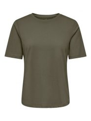 ONLY Koszulka w kolorze khaki rozmiar: XS. Brązowe bluzki Only, xs, bez wzorów, z bawełny, bez kołnierzyka, bez ramiączek. Za 27.95 zł.