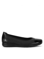 Rieker Baleriny L9351-00 Czarny. Czarne baleriny Rieker, bez wzorów, ze skóry, bez obcasa. Za 239.00 zł.