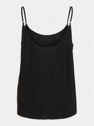 Vila Top Plisa 14096337 Czarny Relaxed Fit. Czarne topy Vila, xl, bez wzorów, z syntetyku, bez kołnierzyka, bez ramiączek. Za 89.99 zł.