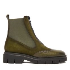 Botki Hispanitas. Zielone botki Hispanitas, bez wzorów, bez obcasa, na płaskiej podeszwie, bez zapięcia. Za 699.99 zł.