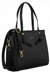 Shopperka damska Peterson PTN L95086 czarna. Czarne shopper Peterson, bez wzorów, ze skóry ekologicznej, bez dodatków. Za 91.99 zł.