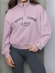 Bluza z krótkim zamkiem i stójką - różowy. Czerwone bluzy Sinsay, l, bez wzorów, bez kaptura. Za 49.99 zł.