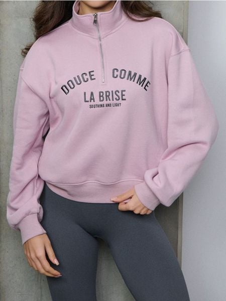 Bluza z krótkim zamkiem i stójką - różowy. Czerwone bluzy Sinsay, l, bez wzorów, bez kaptura. Za 49.99 zł.