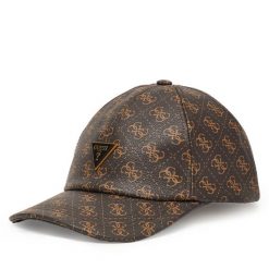 Czapka z daszkiem Guess. Brązowe czapki Guess, z aplikacjami. Za 199.99 zł.