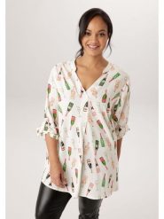 Aniston Bluzka w kolorze kremowym ze wzorem rozmiar: 46. Brązowe bluzki Aniston, bez wzorów, z wiskozy, bez kołnierzyka, bez ramiączek. Za 173.99 zł.