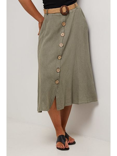 Le Monde du Lin Spódnica w kolorze khaki rozmiar: 40/42. Brązowe spódnice Le Monde du Lin, bez wzorów, z bawełny, klasyczne, midi. Za 126.75 zł.