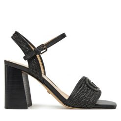 Sandały Guess. Czarne sandały Guess, z aplikacjami, bez obcasa, na słupku, bez zapięcia. Za 569.99 zł.