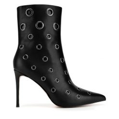 Botki Eva Minge. Czarne botki Eva Minge, bez wzorów, bez obcasa, na szpilce, bez zapięcia. Za 469.99 zł.