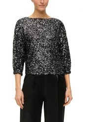 S.Oliver Bluzka w kolorze czarnym rozmiar: 36. Czarne bluzki S.Oliver, s, bez wzorów, bez kołnierzyka, bez ramiączek. Za 100.04 zł.