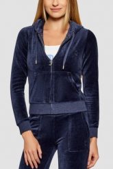 JUICY COUTURE Granatowa bluza damska Robertson Hoodie, Rozmiar L. Niebieskie bluzy Juicy Couture, l, bez wzorów, z materiału, z kapturem. W wyprzedaży za 332.99 zł.