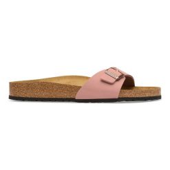 Birkenstock Madrid BFBC Pink Clay Klapki damskie. Czerwone klapki Birkenstock, bez wzorów, bez obcasa. Za 339.99 zł.