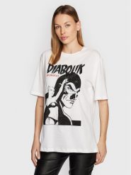 Pinko T-Shirt DIABOLIK Fabiola 1L1099 Y5SN Biały Regular Fit. Białe t-shirty Pinko, l, bez wzorów, z bawełny, bez kołnierzyka, bez ramiączek. Za 389.99 zł.