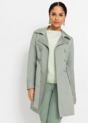 Trencz z bawełny. Zielone płaszcze bonprix, bez wzorów, z bawełny, bez kaptura. Za 249.99 zł.