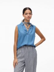 Vero Moda Bluzka w kolorze niebieskim rozmiar: M. Niebieskie bluzki Vero Moda, m, bez wzorów, z lyocellu, bez kołnierzyka, bez ramiączek. Za 87.40 zł.