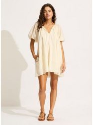 Seafolly Sukienka w kolorze kremowym rozmiar: M. Białe sukienki Seafolly, m, bez wzorów, z bawełny, bez kołnierzyka, bez ramiączek, mini. Za 184.89 zł.