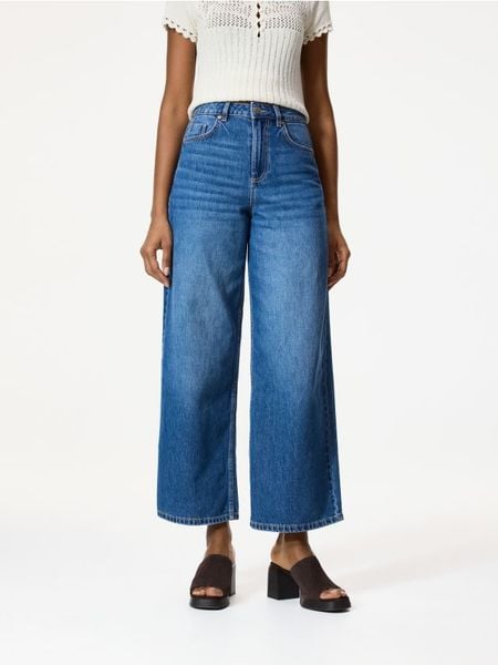 Jeansy wide leg comfort - niebieski. Niebieskie jeansy Reserved, bez wzorów. Za 129.99 zł.